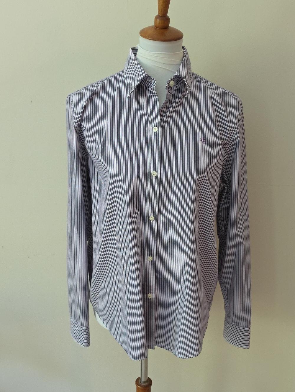 Lauren Ralph Lauren  Classic Button-Down Stripe Shirt in Purple  and White